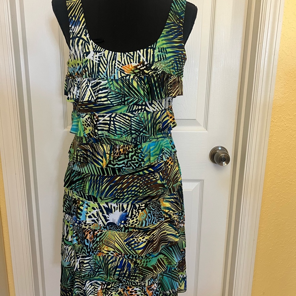 TANGO MANGO Tropical Print Midi Dress